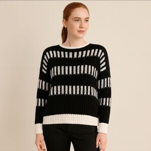 Max Mara Weekend Striped Knit Sweater Black Off-White Size M L